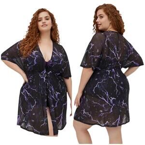 Torrid NWT Disney The Little Mermaid Ursula Swim Kimono - Black Purple Size 1/2X
